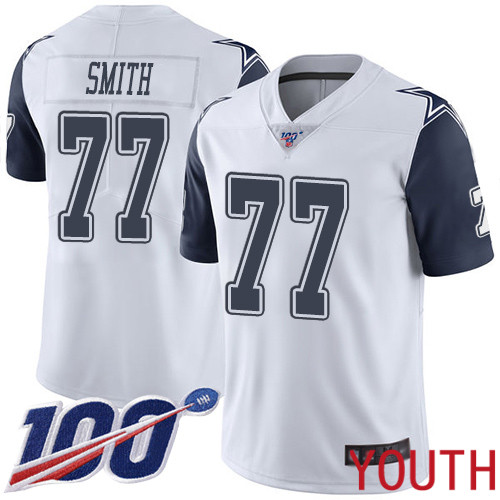 Youth Dallas Cowboys Limited White Tyron Smith #77 100th Season Rush Vapor Untouchable NFL Jersey->youth nfl jersey->Youth Jersey